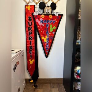 Disney Hidden Peeking Mickey Mouse Happy Birthday Party Embroidered Felt Pennant